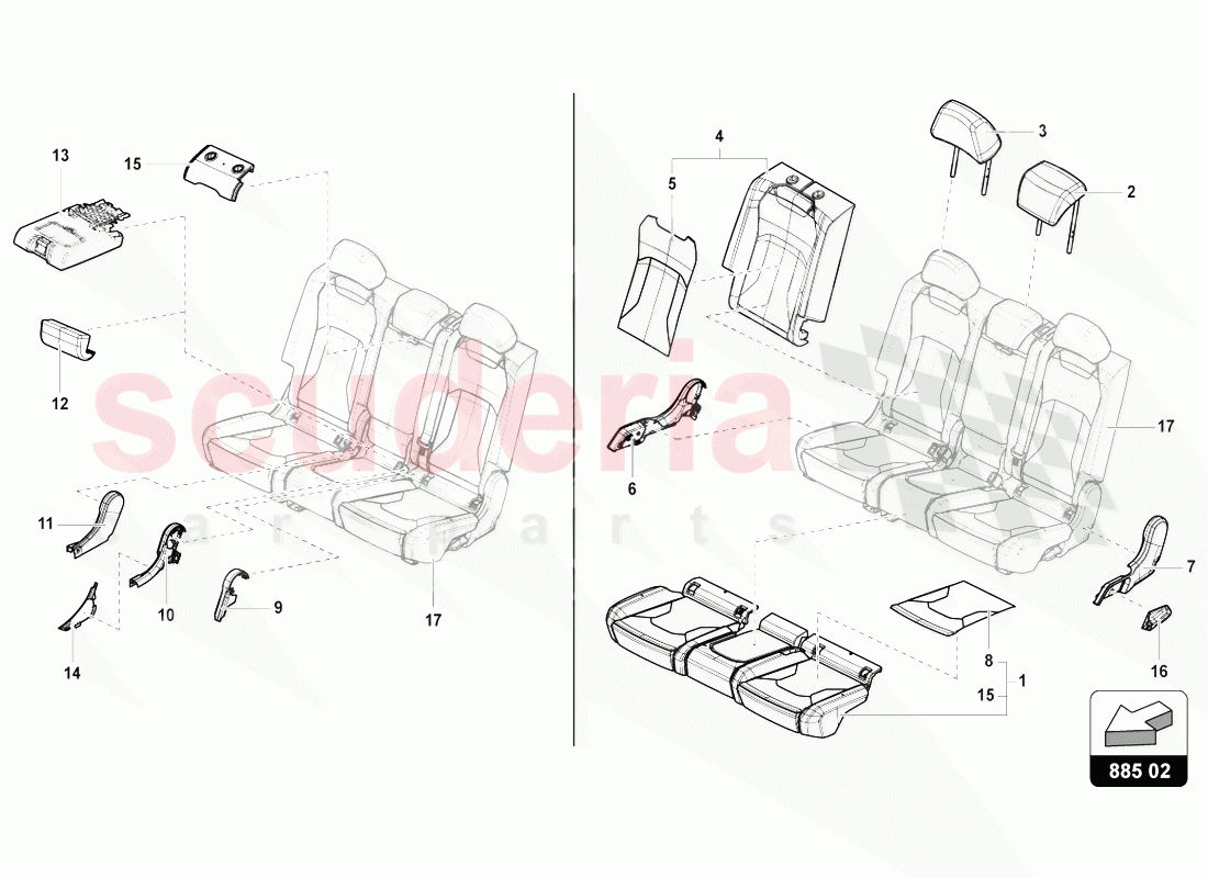 BENCH SEAT (3-SEATER) of Lamborghini Lamborghini Urus (2018-2019)