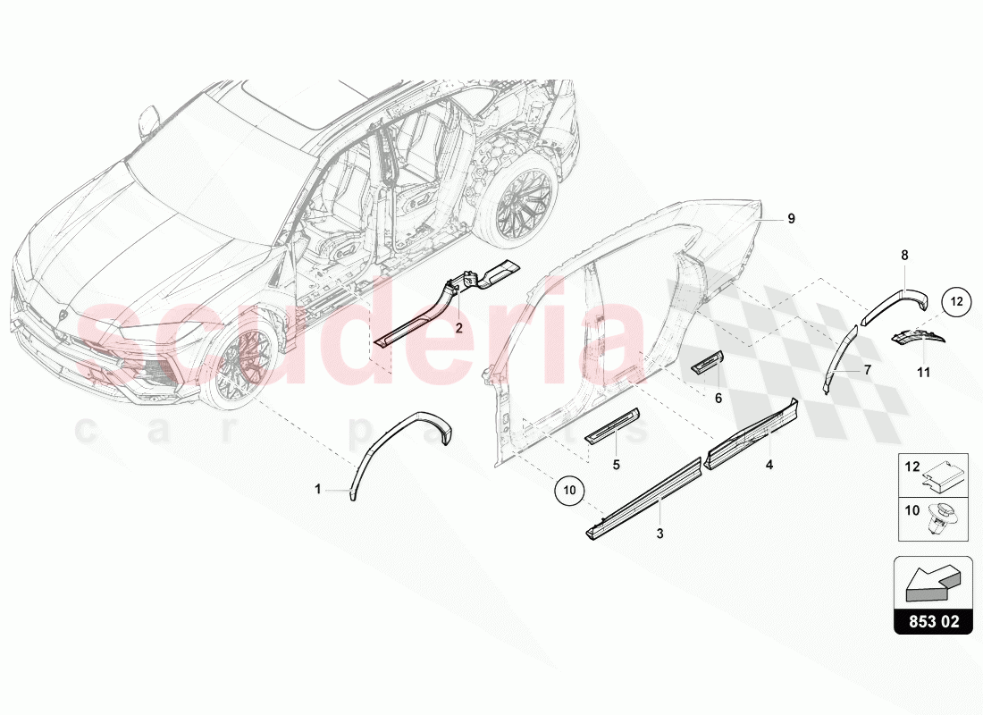 SILL TRIM STRIP of Lamborghini Lamborghini Urus (2018-2019)